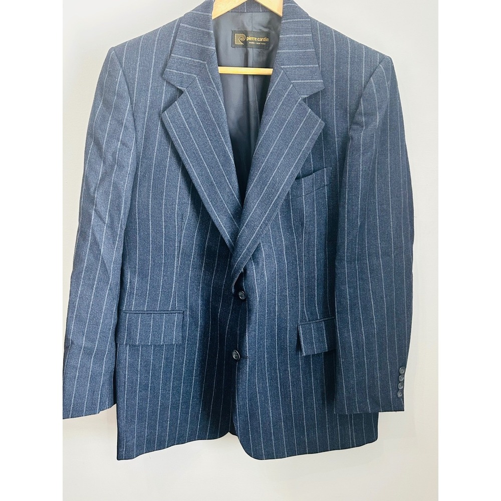 Vintage Pierre Cardin Wool Pinstripe Blazer Jacket Blue 1950s 60s ACWA Union 40R